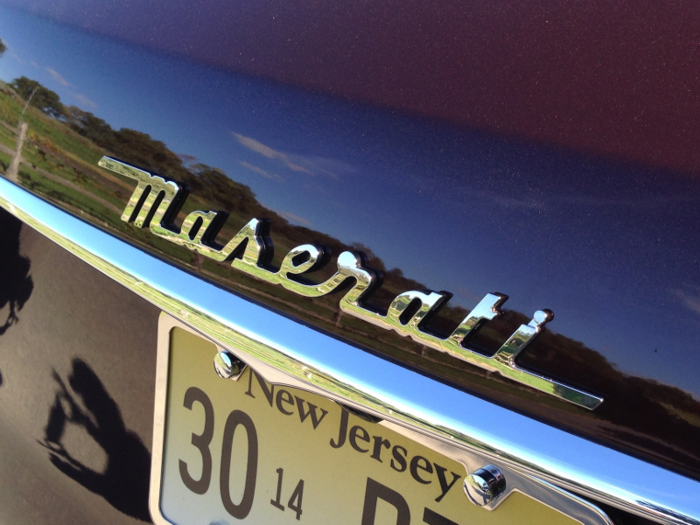 The classic Maserati script, in chrome.