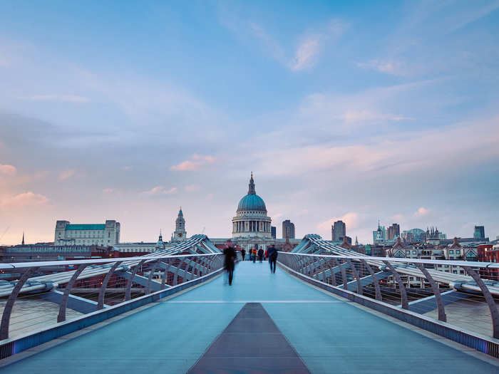 The Millenium Bridge opened to pedestrians in 2000 (obviously) but was quickly closed until 2002 to correct a swaying motion. The steel suspension bridge links walkers between the capital