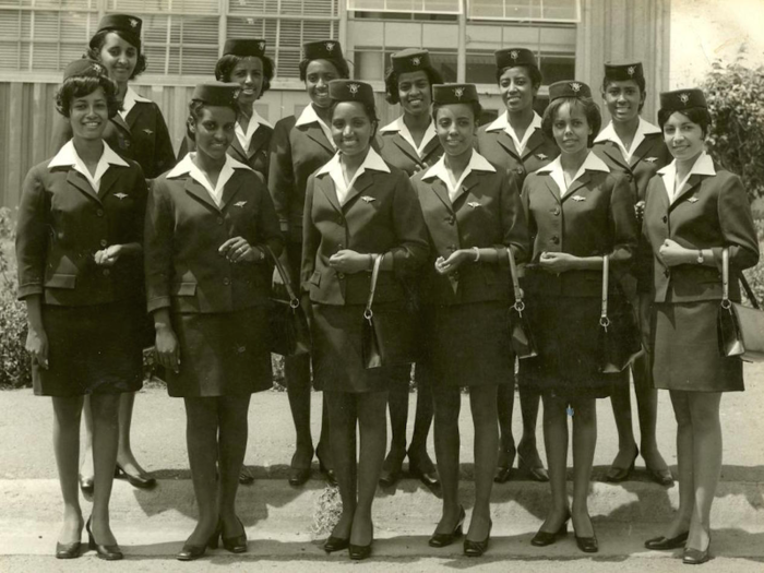 A group of Ethiopian Airlines flight attendants in the 1970s.