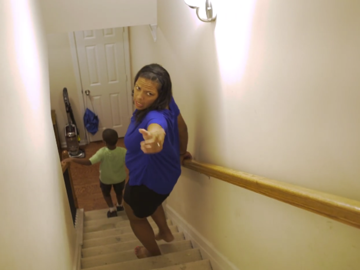 The moms are shown running around their houses, brushing kids