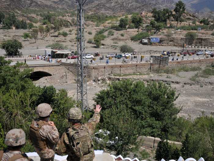 Torkham, pictured here, is one of the major border crossings between Afghanistan and Pakistan on the Durand Line border.