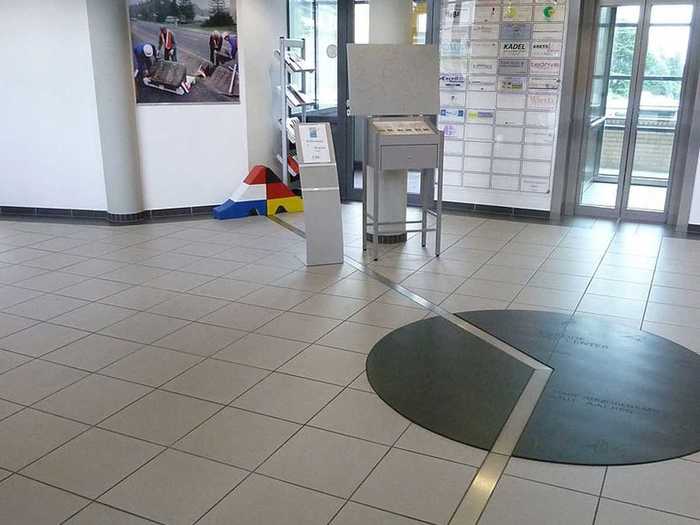 The border between Germany and the Netherlands is marked on the floor of the Eurode Business Center by a metal strip. There is a German mailbox and policeman on one side of the building, and a Dutch mailbox and policeman on the other. But a letter sent from the German side of the building takes a week to get to the Dutch side.