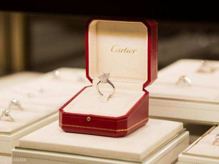 Cartier is famous for its red gift boxes, which are highlighted throughout the mansion.