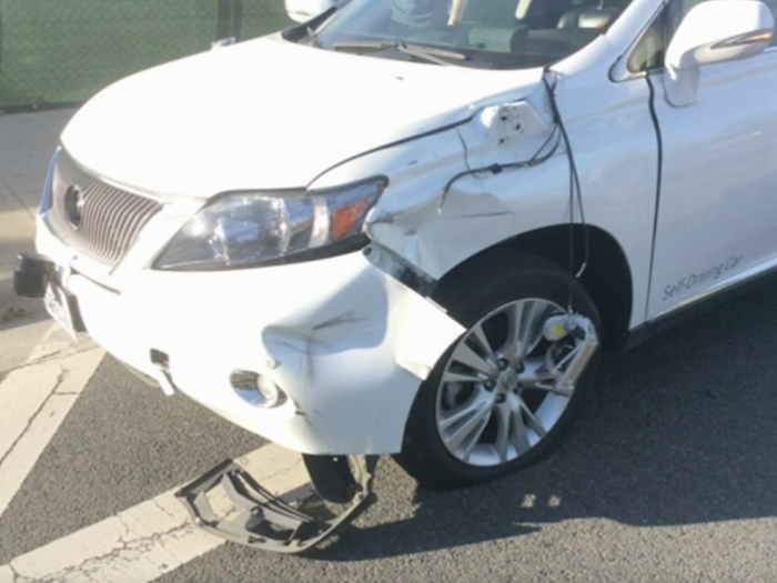 In February 2016, a Google car got into its first accident: One of the cars hit a bus in Mountain View going two miles per hour. While the vehicles had gotten into various scrapes over the years, this was the first time one of the autonomous cars caused an accident.
