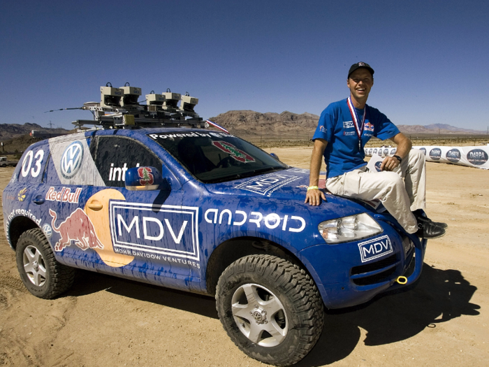 Thrun first began his research on driverless vehicles at Stanford, leading a student and faculty team that designed the Stanley robot car. The car won a $2 million prize at the 2005 DARPA Grand Challenge for driving 132 miles in the desert on its own.