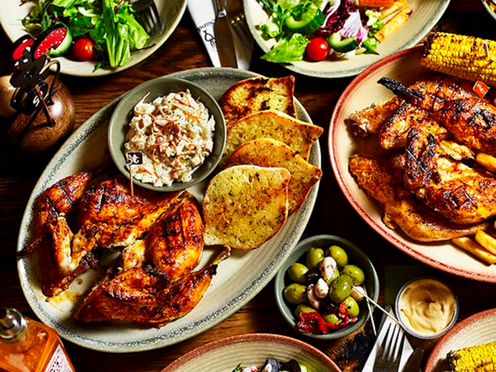 Nandos offers healthier options than most restaurants on the list, with chicken dishes served with colourful and flavourful sides...