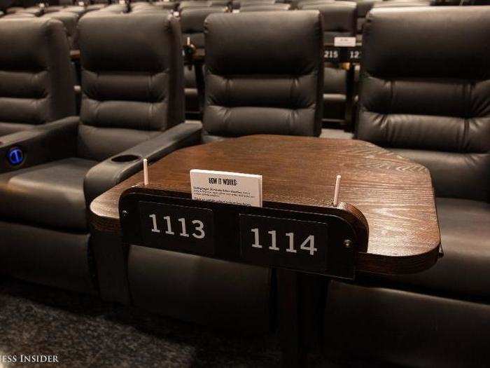 When you come to the theater (or order a ticket online) you reserve a seat. The chairs are a lot more comfy than at the multiplex.