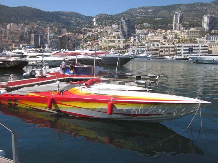 We also saw a number of high-speed "cigarette" boats, which can cost upwards of $1 million. This one was a beauty.