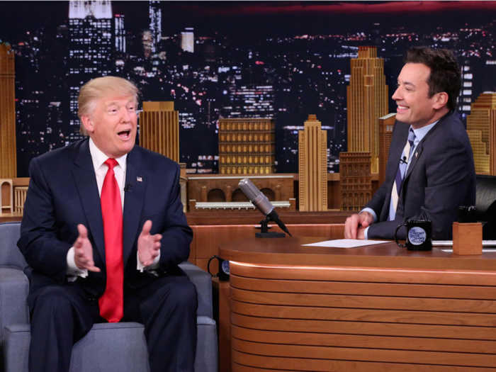 September 2016: Jimmy Fallon was criticized for his softball interview of Donald Trump on "The Tonight Show." The host did, however, get to mess up his hair.