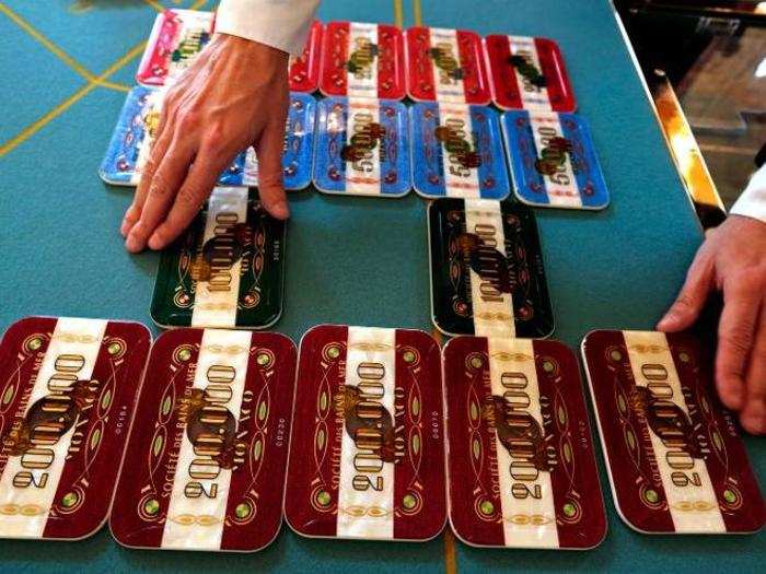 Here, a croupier sets up plaques, worth up to $274,380 each, in the private rooms of the Salle Blanche. At the roulette wheels, technicians check the level and balance of the wheels and inspect the white balls for defects on a daily basis, according to Gaillard. Dice are also carefully inspected.