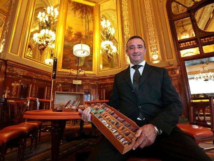 Casino room manager Eric Ferrus, shown here in the Salle Medecin, has worked at the casino for 35 years and supervises all casino room employees.