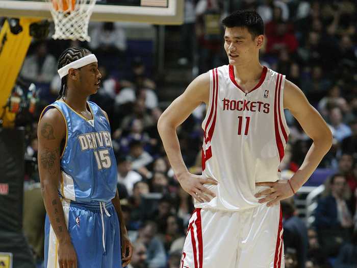 Yao has always been tall. But when he played he was much thinner so the juxtaposition was not as jarring.