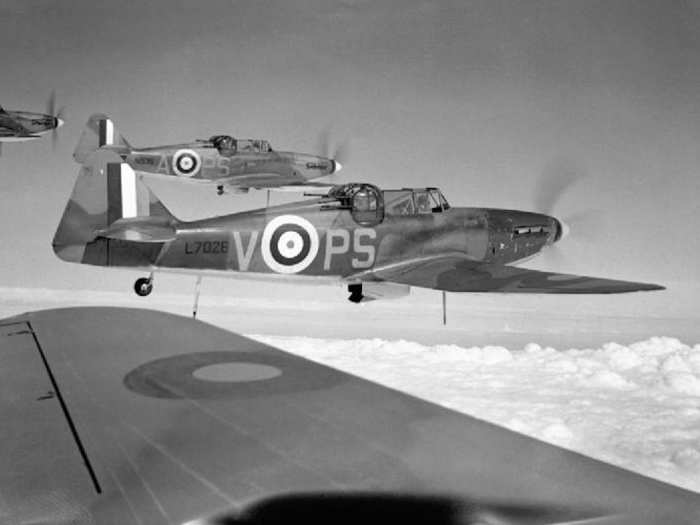 Four Boulton Paul Defiants from RAF No. 264 Squadron, which were based in Kirton-in-Lindsey, Lincolnshire, seen in August 1940.