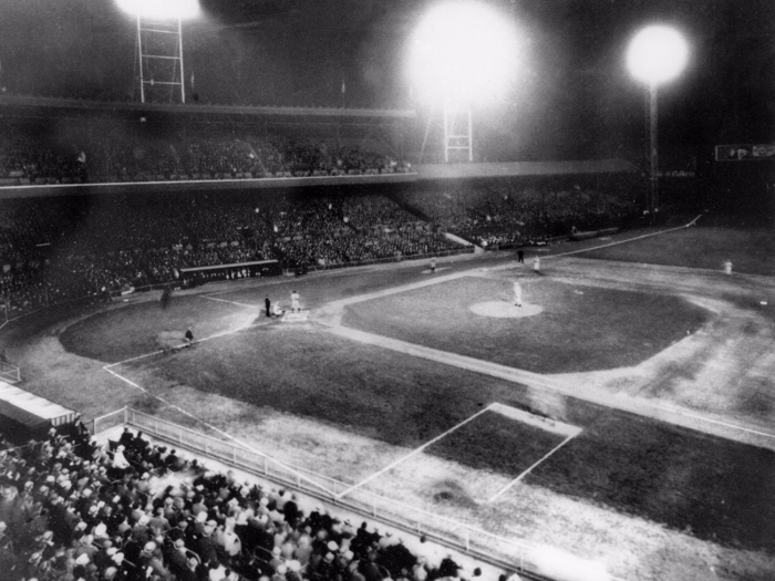 All baseball games were played during the day. The first night game was not played until 1935.