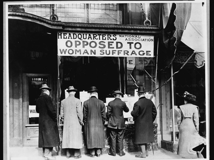 Women were not allowed to vote. The 19th amendment, allowing women to vote, was not ratified until 1920.