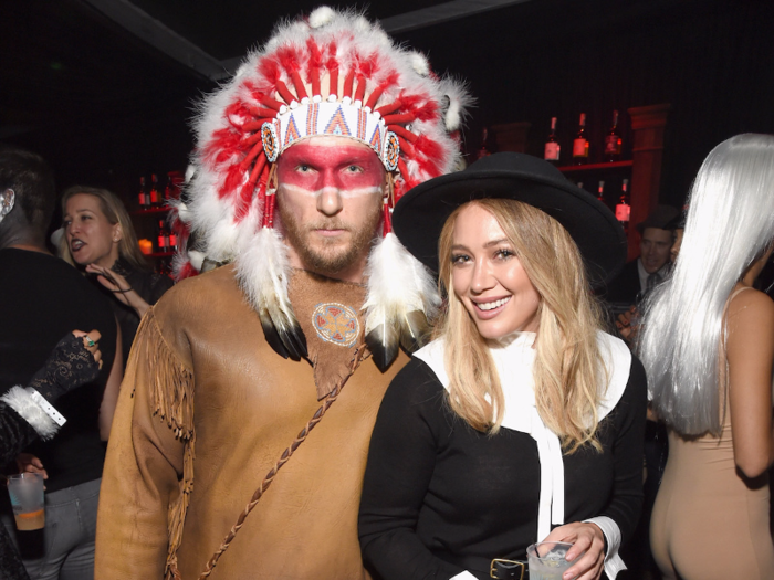 Actress Hillary Duff and her boyfriend Jason Walsh were criticized for dressing up as a Native American and a Pilgrim.