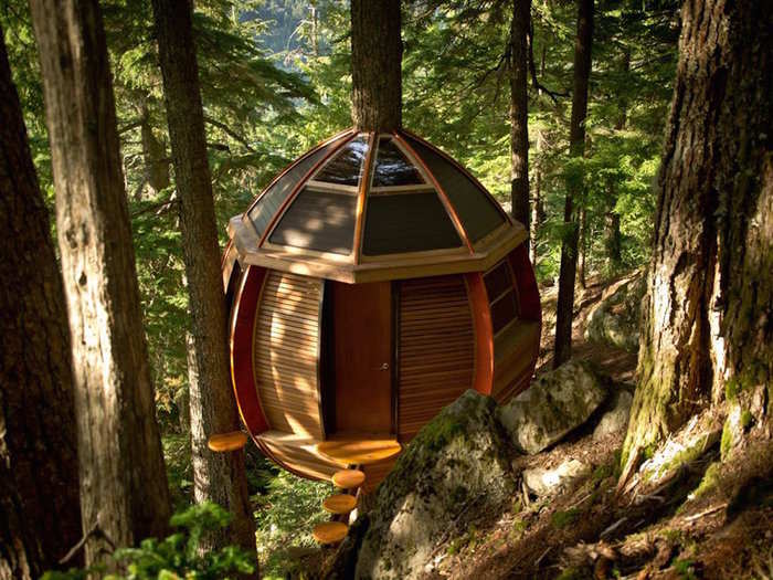 When he was 26, software developer Joel Allen built his own version of a treehouse in Whistler, Canada. Its design is a little more polished and modern.