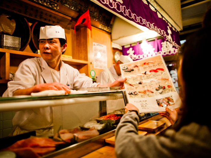 ...enjoy some of the freshest sushi in the world at the Tsukiji Fish Market...