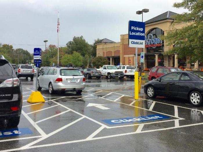 When I arrived at the store, I noticed that eight parking spaces near the store