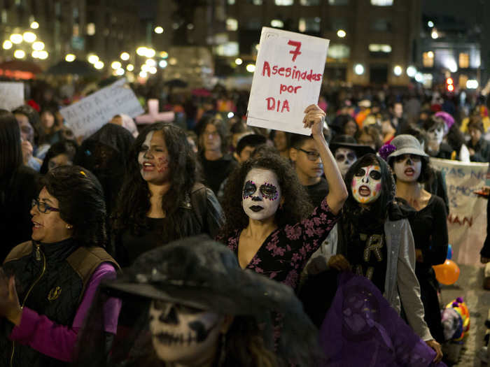 This year, protestors marched to protest violence against women.