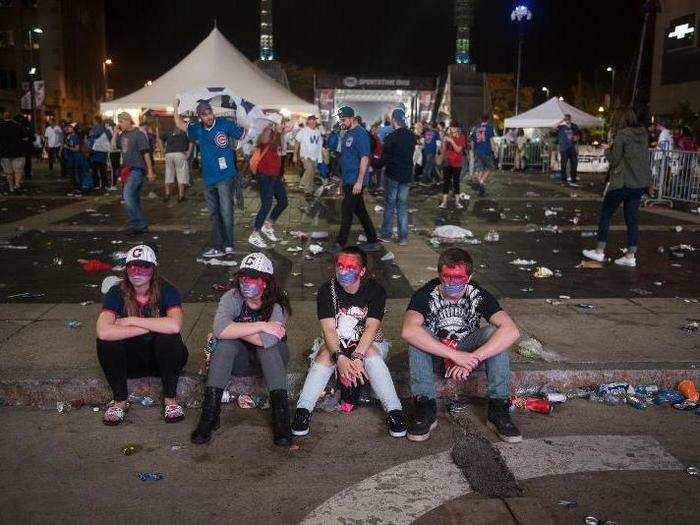 Things were a bit more somber on the streets outside Progressive Field.