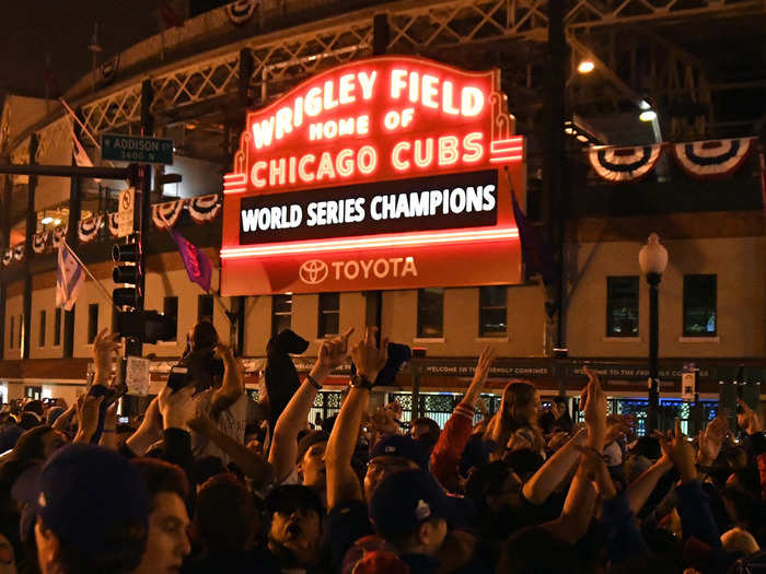 Thousands packed the streets outside of Wrigley Field.