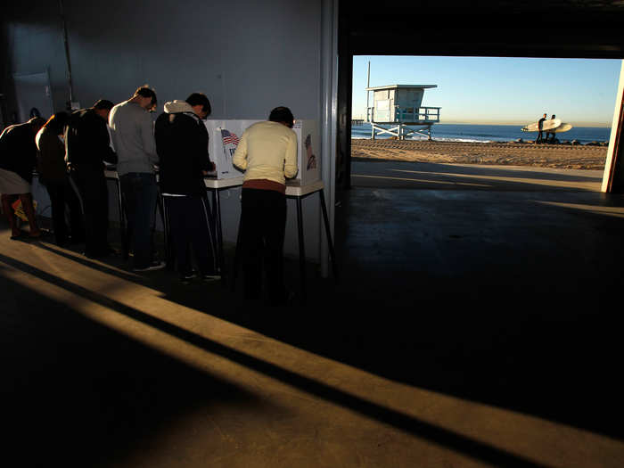 Voters in Venice Beach, California, get to enjoy a beautiful view while voting.