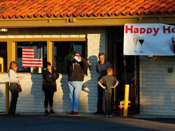 Voters could get a drink at happy hour after casting their vote at this pizza restaurant in Encinitas, California.