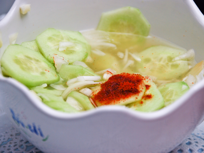 Hawaii: cucumber onion salad