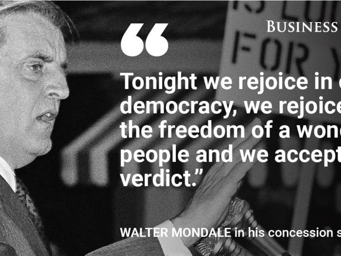 Walter Mondale concedes to Ronald Reagan, 1984