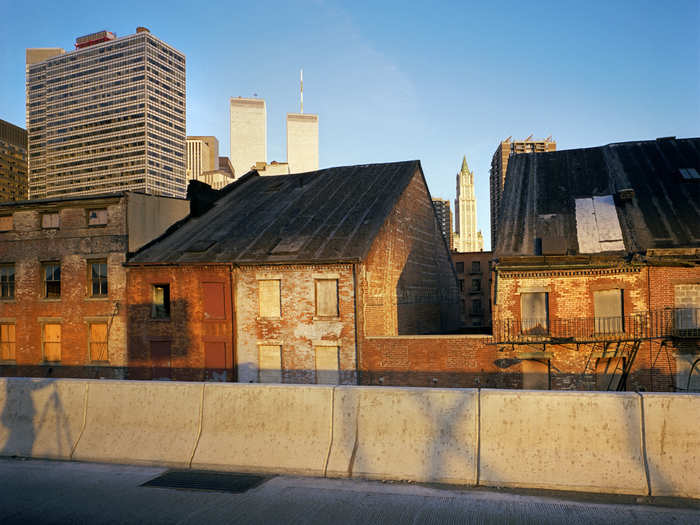 "One Sunday morning Ed and I walked up on the near deserted FDR Drive and took several photographs looking across the rooftops of the Fulton Fish Market," he wrote.