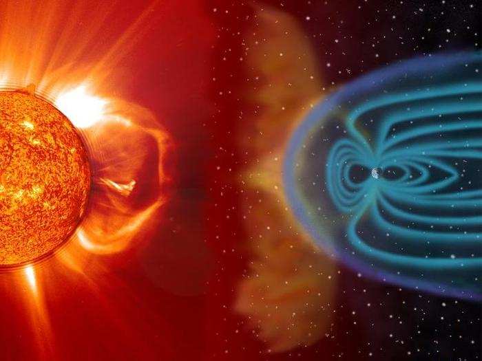 Earth is surrounded by a protective magnetic shield, called the magnetosphere.