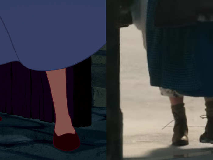 Look at the basic flats she originally wore compared to her new shoes.