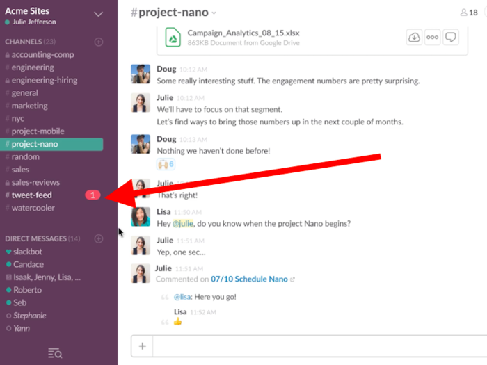 You can set it up to get notifications from these other apps in Slack, too.