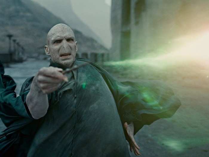 THEN: Ralph Fiennes terrified as the villainous Lord Voldemort.