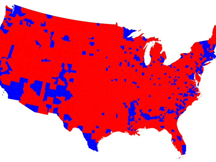 States themselves are not monolithically blue or red. Here