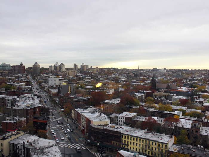 This apartment is 690 square feet, but feels bigger thanks to floor-to-ceiling windows that offer spectacular views.