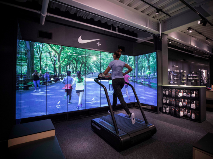 On the running floor, you can try out any of the shoes on a specialized treadmill with cameras that will track your running pattern and stride. Nike calls this an "immersive experience," and it