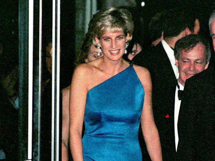 October 31, 1996: This blue silk gown stunned at the Victor Chang charity dinner in Sydney.