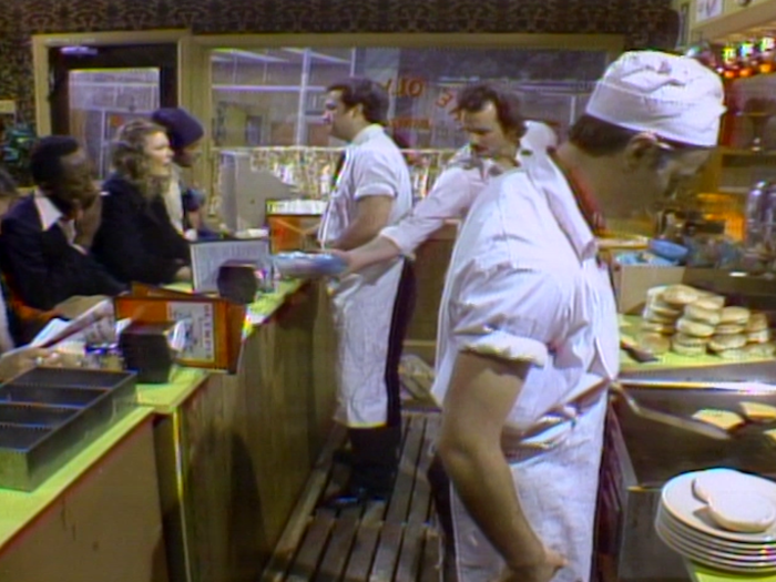 1978: "The Olympia Restaurant" (the "cheeseburger, cheeseburger" sketch)