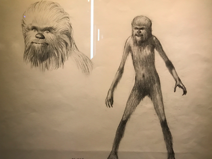 This Chewbacca sketch is much more like the final character, although he does look like a friendly space monkey here.