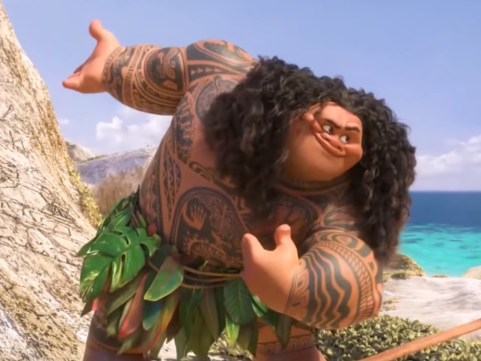 In the movie, Moana teams up with a demigod named Maui.