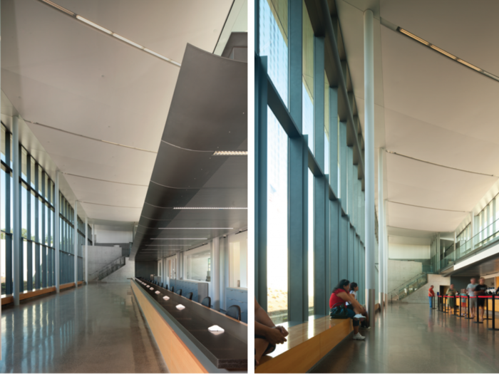 The 34,445-square-foot building, completed in 2010, boasts a slender, linear shape, mimicking the physical border.