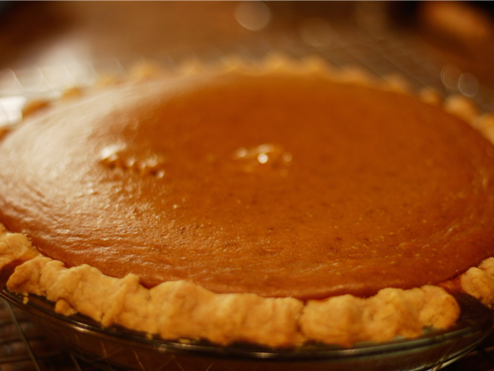 At dessert, go for the healthier options, which (surprisingly) include pumpkin pie!