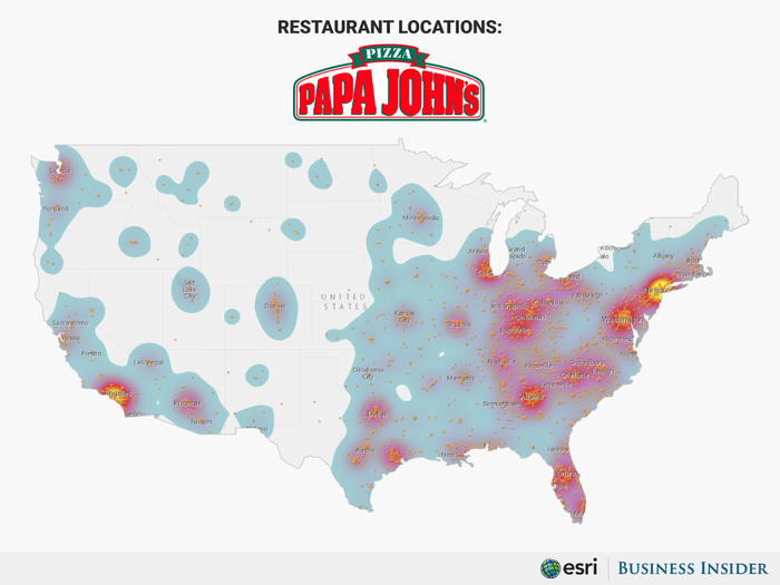 #15 Papa John’s Pizza has 2,664 stores in the US.