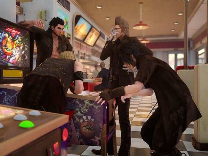 When you want to wind down with your bros, you can stop at roadside diners and play some pinball.