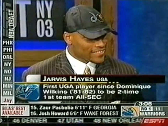 Jarvis Hayes was picked No. 10 overall by the Washington Wizards.