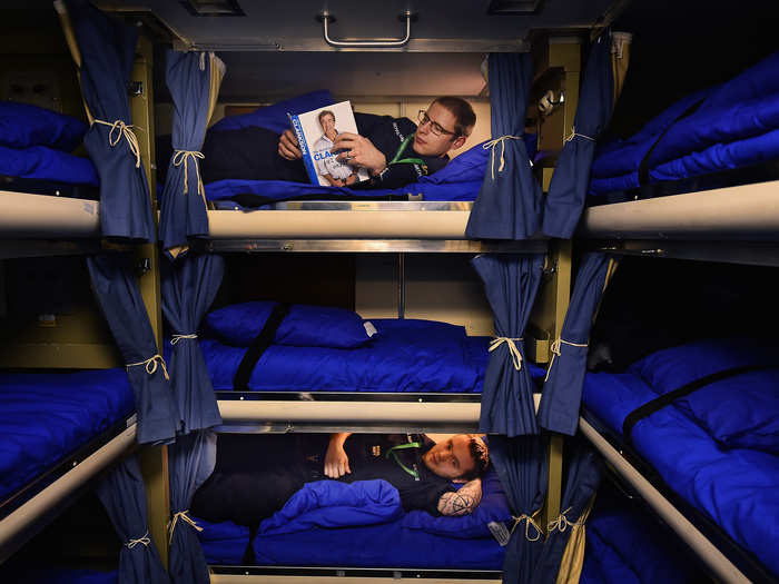 Seamen in their bunks on the Vigilant.