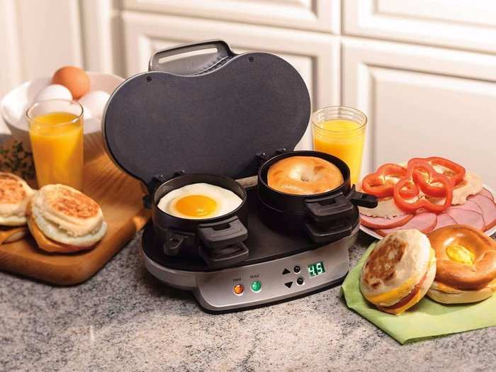 A breakfast sandwich maker.