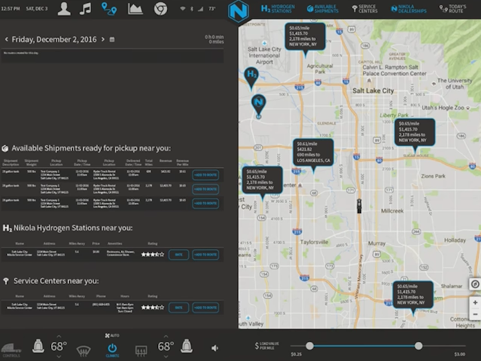 Nikola also introduced a system called "Nikola Shipments," where freight brokers upload what cargo they need picked up. Independent drivers can then choose to pick up freight and customize a route based on the different stops they wants to make.